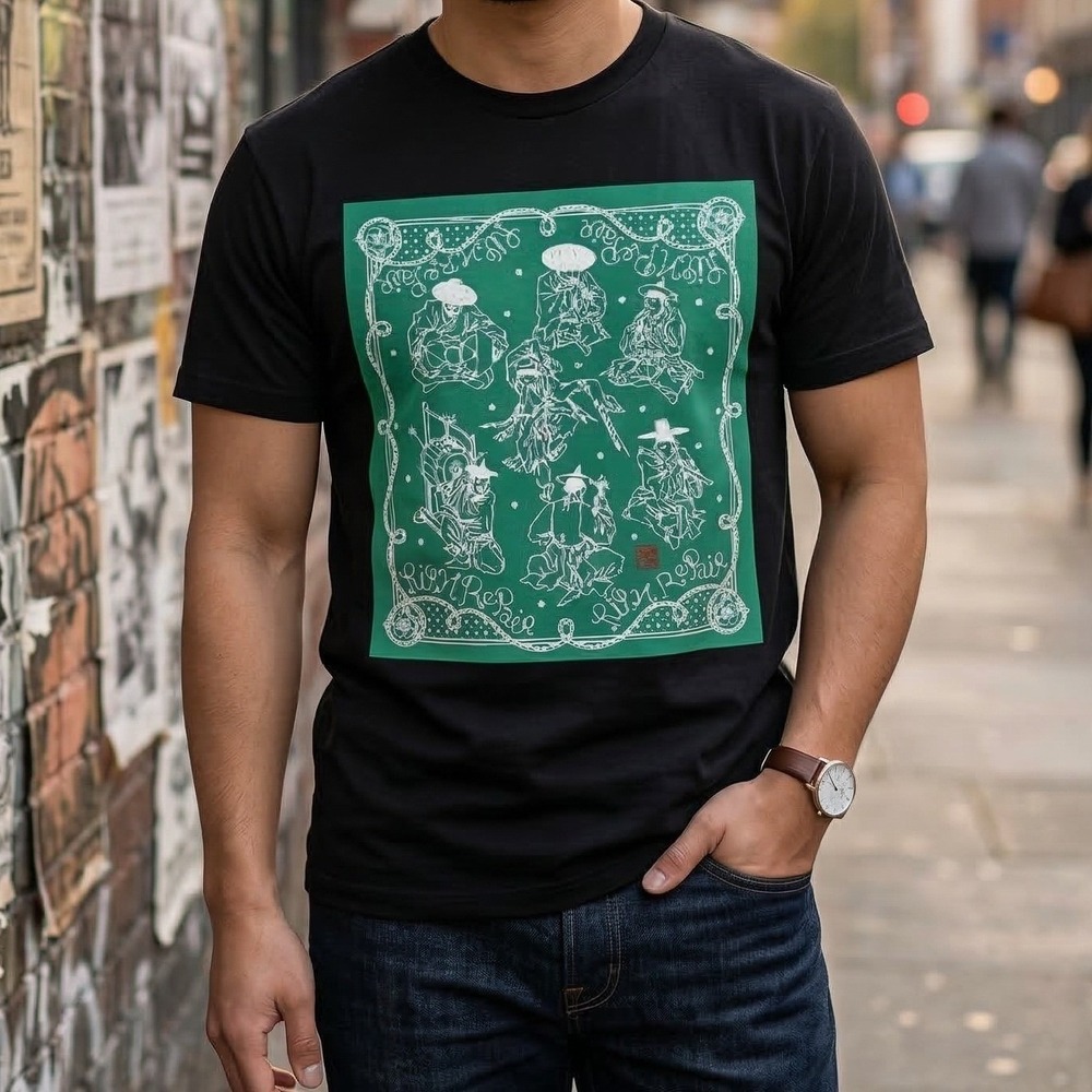 RIPNREPAIR Mens Korean Graphic T-Shirt Size S Folk Art Tee Casual Streetwear NWT